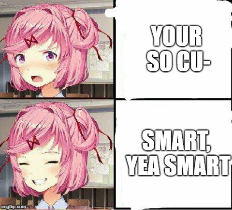 Natsuki Approves  | YOUR SO CU-; SMART, YEA SMART | image tagged in natsuki approves | made w/ Imgflip meme maker
