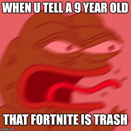 REEEE! | WHEN U TELL A 9 YEAR OLD; THAT FORTNITE IS TRASH | image tagged in reee normies,memes,fortnite | made w/ Imgflip meme maker