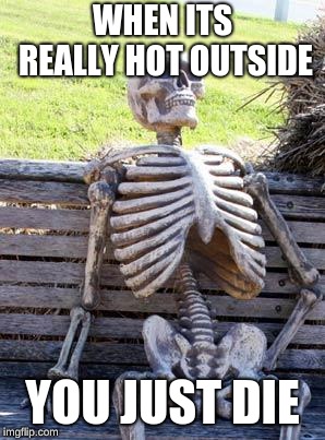 Waiting Skeleton Meme | WHEN ITS REALLY HOT OUTSIDE; YOU JUST DIE | image tagged in memes,waiting skeleton | made w/ Imgflip meme maker