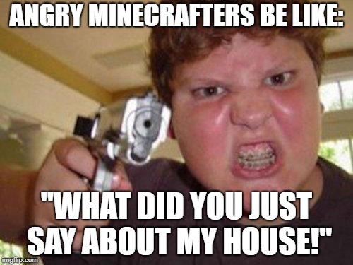 minecrafter | ANGRY MINECRAFTERS BE LIKE:; "WHAT DID YOU JUST SAY ABOUT MY HOUSE!" | image tagged in minecrafter | made w/ Imgflip meme maker