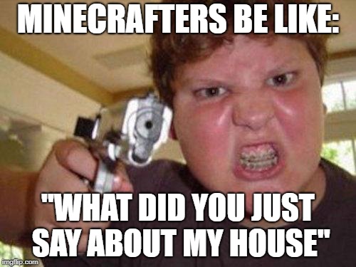 minecrafter | MINECRAFTERS BE LIKE:; "WHAT DID YOU JUST SAY ABOUT MY HOUSE" | image tagged in minecrafter | made w/ Imgflip meme maker