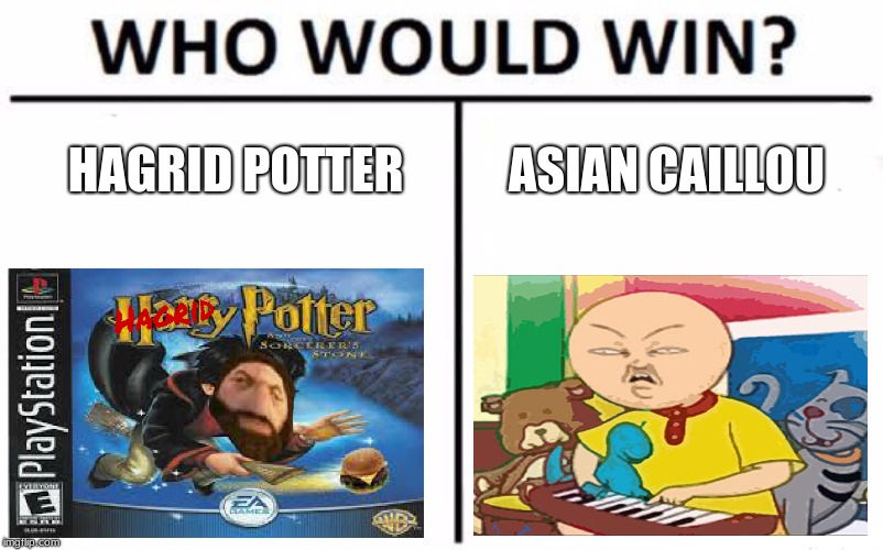Who Would Win? Meme | HAGRID POTTER; ASIAN CAILLOU | image tagged in memes,who would win | made w/ Imgflip meme maker