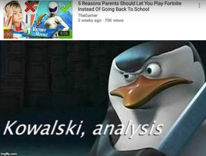 Kowalski, analysis | image tagged in kowalski analysis,fortnite,fortnite meme | made w/ Imgflip meme maker