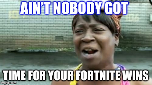 Ain't Nobody Got Time For That | AIN’T NOBODY GOT; TIME FOR YOUR FORTNITE WINS | image tagged in memes,aint nobody got time for that | made w/ Imgflip meme maker