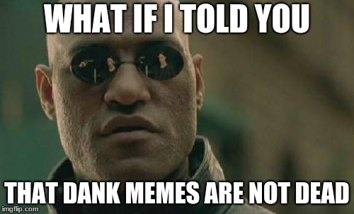 Matrix Morpheus Meme | WHAT IF I TOLD YOU; THAT DANK MEMES ARE NOT DEAD | image tagged in memes,matrix morpheus | made w/ Imgflip meme maker