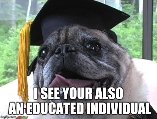 I'm hungry for more until graduation | I SEE YOUR ALSO AN EDUCATED INDIVIDUAL | image tagged in i'm hungry for more until graduation | made w/ Imgflip meme maker