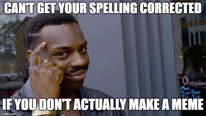 Roll Safe Think About It Meme | CAN'T GET YOUR SPELLING CORRECTED IF YOU DON'T ACTUALLY MAKE A MEME | image tagged in memes,roll safe think about it | made w/ Imgflip meme maker