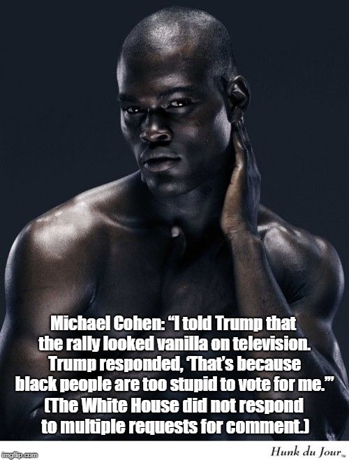 Michael Cohen: â€œI told Trump that the rally looked vanilla on television. Trump responded, â€˜Thatâ€™s because black people are too stupid to vo | made w/ Imgflip meme maker