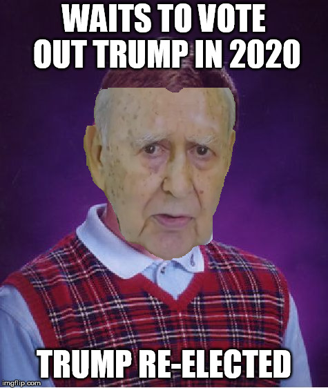 WAITS TO VOTE OUT TRUMP IN 2020 TRUMP RE-ELECTED | made w/ Imgflip meme maker