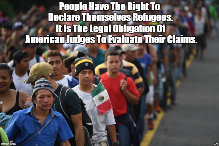 People Have The Right To Declare Themselves Refugees. It Is The Legal Obligation Of American Judges To Evaluate Their Claims. | made w/ Imgflip meme maker