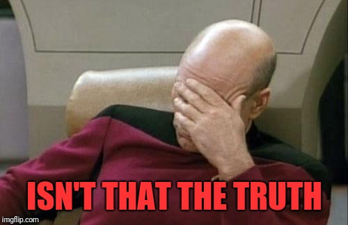 Captain Picard Facepalm Meme | ISN'T THAT THE TRUTH | image tagged in memes,captain picard facepalm | made w/ Imgflip meme maker