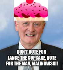 Lance the Cupcake | DON'T VOTE FOR LANCE THE CUPCAKE, VOTE FOR THE MAN, MALINOWSKI! | image tagged in new jersey | made w/ Imgflip meme maker