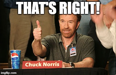 Chuck Norris Approves Meme | THAT'S RIGHT! | image tagged in memes,chuck norris approves,chuck norris | made w/ Imgflip meme maker