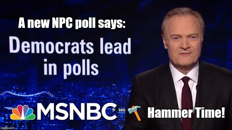 A New #NPCpoll says: #BlueWave "Democrats Winning" Again!! | A new NPC poll says:; 🔨  Hammer Time! | image tagged in fake news,polls,blue wave,democrats,winning,sad but true | made w/ Imgflip meme maker