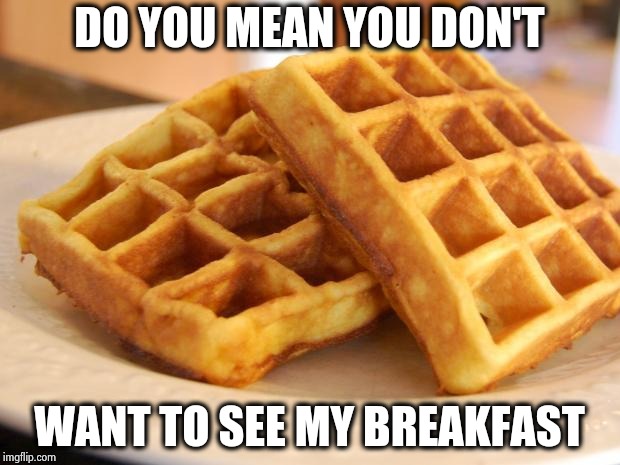 Essay Waffle | DO YOU MEAN YOU DON'T WANT TO SEE MY BREAKFAST | image tagged in essay waffle | made w/ Imgflip meme maker