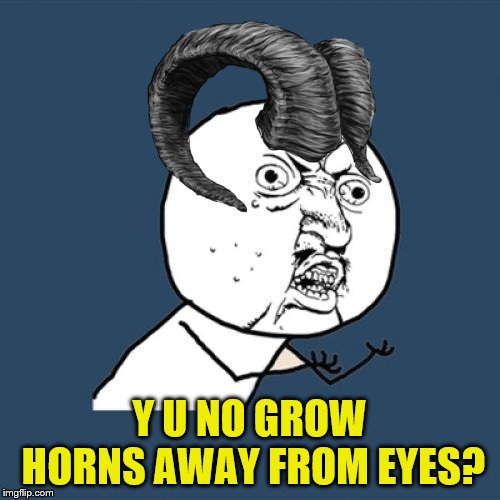 Y U NO GROW HORNS AWAY FROM EYES? | made w/ Imgflip meme maker