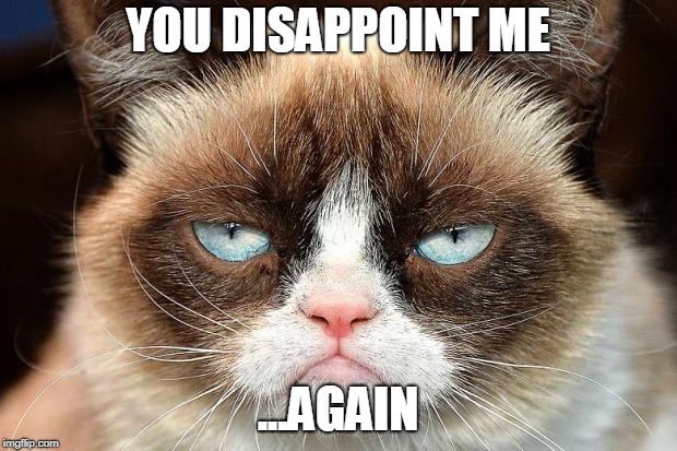 Grumpy Cat Not Amused | YOU DISAPPOINT ME; ...AGAIN | image tagged in memes,grumpy cat not amused,grumpy cat | made w/ Imgflip meme maker