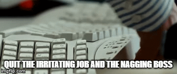 QUIT THE IRRITATING JOB AND THE NAGGING BOSS | image tagged in gifs | made w/ Imgflip video-to-gif maker