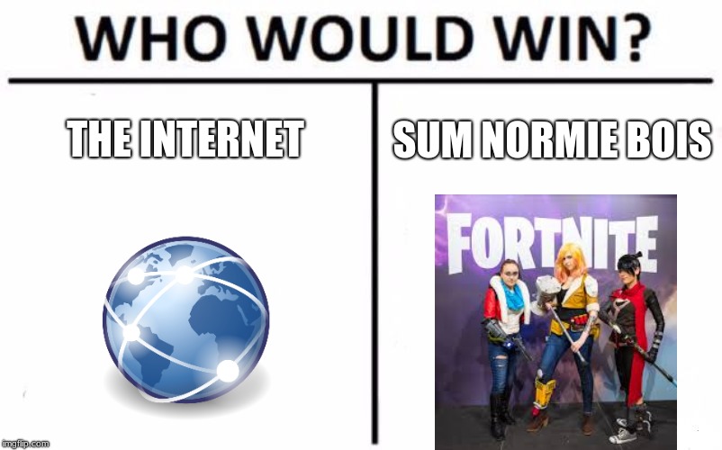 Who Would Win? Meme | THE INTERNET; SUM NORMIE BOIS | image tagged in memes,who would win | made w/ Imgflip meme maker