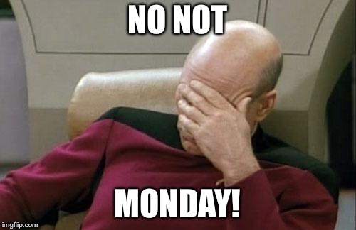 Captain Picard Facepalm Meme | NO NOT; MONDAY! | image tagged in memes,captain picard facepalm | made w/ Imgflip meme maker