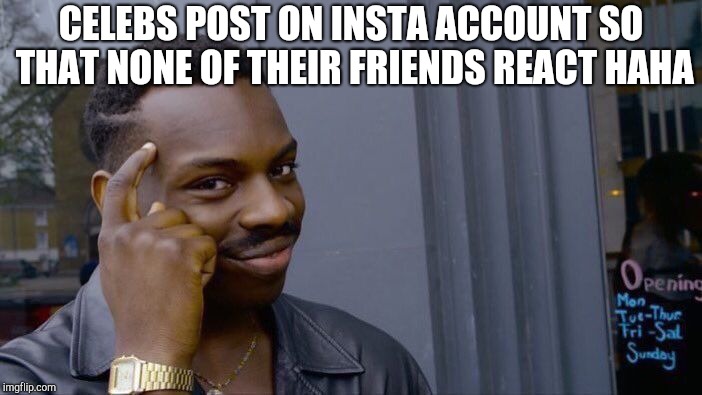 Roll Safe Think About It Meme | CELEBS POST ON INSTA ACCOUNT SO THAT NONE OF THEIR FRIENDS REACT HAHA | image tagged in memes,roll safe think about it | made w/ Imgflip meme maker