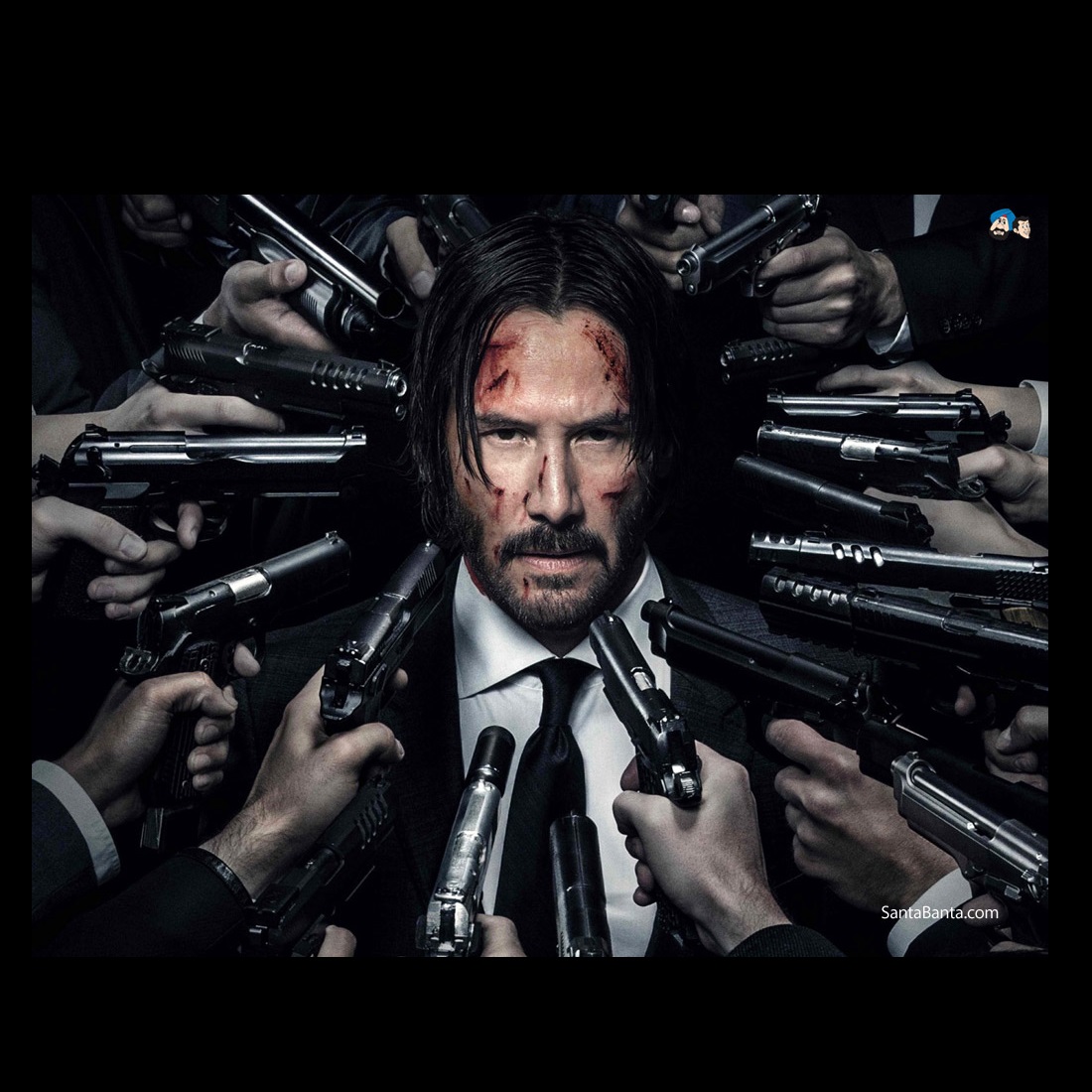 JOHN WICK CHAPTER 2 SURROUNDED BY GUNS Blank Meme Template