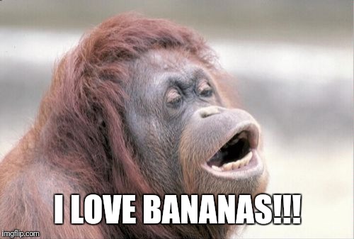 Monkey OOH Meme | I LOVE BANANAS!!! | image tagged in memes,monkey ooh | made w/ Imgflip meme maker