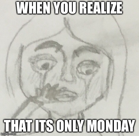 My friend made this | WHEN YOU REALIZE; THAT ITS ONLY MONDAY | image tagged in random | made w/ Imgflip meme maker