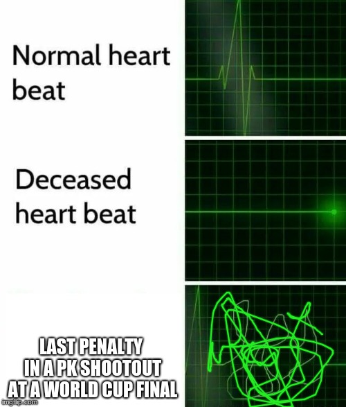 Heart Beat | LAST PENALTY IN A PK SHOOTOUT AT A WORLD CUP FINAL | image tagged in heart beat | made w/ Imgflip meme maker