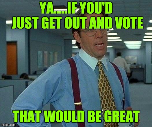 That Would Be Great Meme | YA.....IF YOU'D JUST GET OUT AND VOTE; THAT WOULD BE GREAT | image tagged in memes,that would be great | made w/ Imgflip meme maker