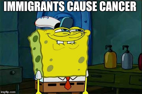 Don't You Squidward Meme | IMMIGRANTS CAUSE CANCER | image tagged in memes,dont you squidward | made w/ Imgflip meme maker