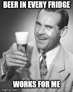 Guy Beer | BEER IN EVERY FRIDGE WORKS FOR ME | image tagged in guy beer | made w/ Imgflip meme maker