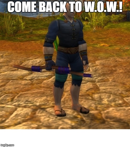 World Of Warcraft Peasant | COME BACK TO W.O.W.! | image tagged in world of warcraft peasant | made w/ Imgflip meme maker