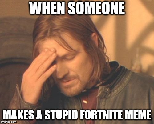 Frustrated Boromir Meme | WHEN SOMEONE; MAKES A STUPID FORTNITE MEME | image tagged in memes,frustrated boromir | made w/ Imgflip meme maker