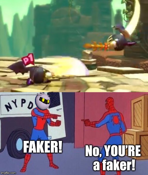 Kirby Star Allies be like... | FAKER! No, YOU’RE a faker! | image tagged in kirby,memes,funny,copycat | made w/ Imgflip meme maker