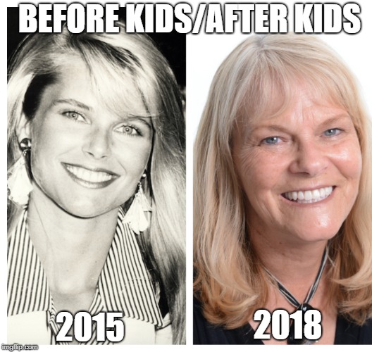 BEFORE KIDS/AFTER KIDS; 2015; 2018 | image tagged in funny,funny memes | made w/ Imgflip meme maker