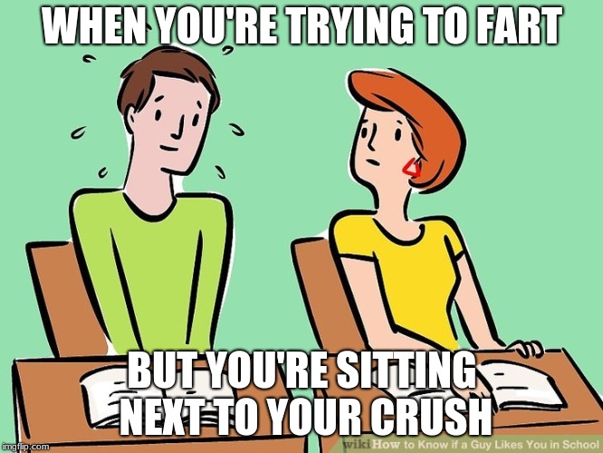 WHEN YOU'RE TRYING TO FART; BUT YOU'RE SITTING NEXT TO YOUR CRUSH | image tagged in memes | made w/ Imgflip meme maker
