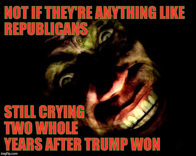 . | NOT IF THEY'RE ANYTHING LIKE          
   REPUBLICANS STILL CRYING         TWO WHOLE          YEARS AFTER TRUMP WON | image tagged in g-man from half-life | made w/ Imgflip meme maker