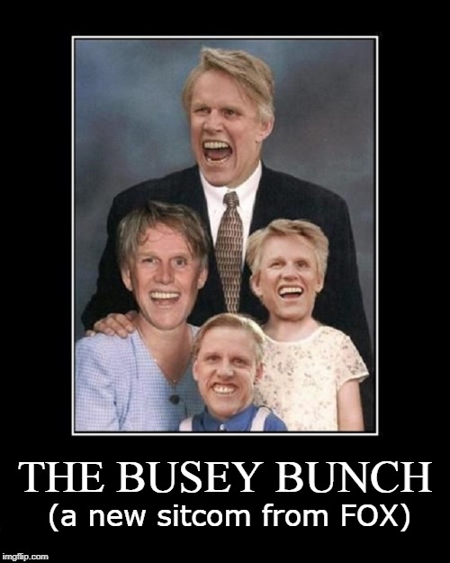 Love... and Big Teeth, Conquers ALL! | THE BUSEY BUNCH; (a new sitcom from FOX) | image tagged in vince vance,gary busey,the brady bunch,big teeth,the busey bunch,american actor | made w/ Imgflip meme maker
