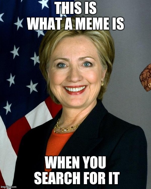 Hillary Clinton Meme | THIS IS WHAT A MEME IS; WHEN YOU SEARCH FOR IT | image tagged in memes,hillary clinton,scumbag | made w/ Imgflip meme maker