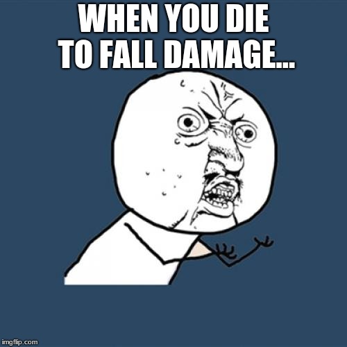 Y U No | WHEN YOU DIE TO FALL DAMAGE... | image tagged in memes,y u no | made w/ Imgflip meme maker