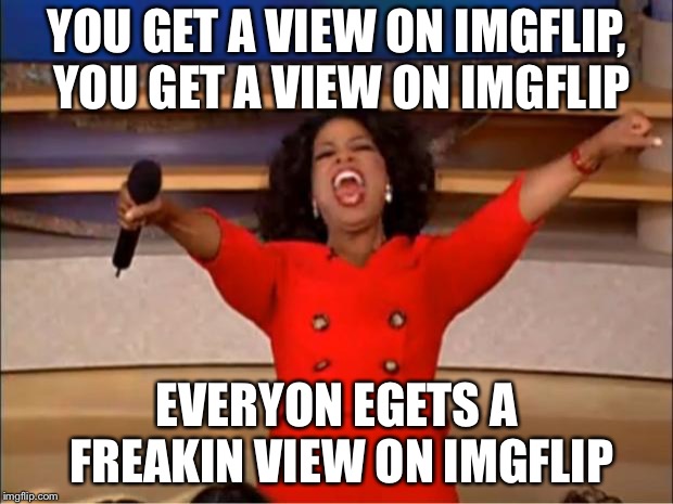 Oprah You Get A Meme | YOU GET A VIEW ON IMGFLIP, YOU GET A VIEW ON IMGFLIP; EVERYON EGETS A FREAKIN VIEW ON IMGFLIP | image tagged in memes,oprah you get a | made w/ Imgflip meme maker