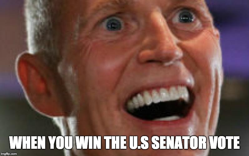 The votes are in! | WHEN YOU WIN THE U.S SENATOR VOTE | image tagged in rick scott,voting,united states,us senator,win | made w/ Imgflip meme maker