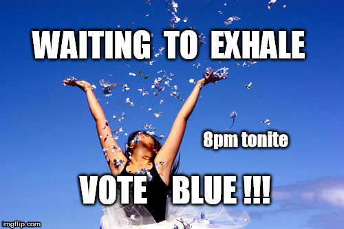 Waiting to exhale | image tagged in vote blue waiting to exhale demodemocrats blue wave wave | made w/ Imgflip meme maker