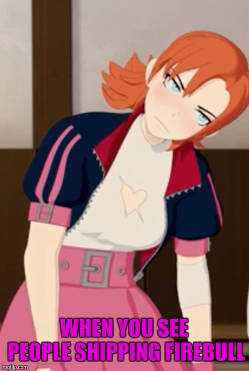 Rwby Nora | WHEN YOU SEE PEOPLE SHIPPING FIREBULL | image tagged in rwby nora | made w/ Imgflip meme maker