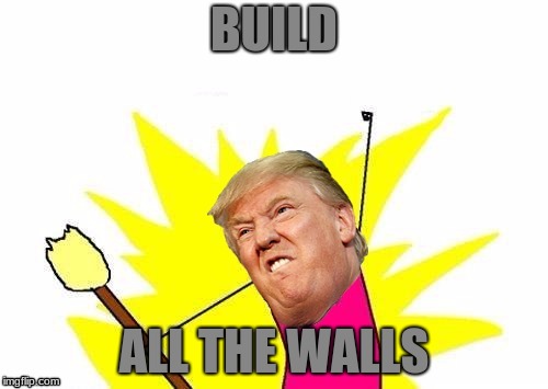 Y U NO BUILD MY WALL | BUILD; ALL THE WALLS | image tagged in trump x all the y | made w/ Imgflip meme maker
