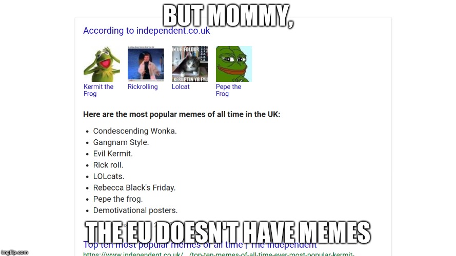 No title necessary | BUT MOMMY, THE EU DOESN'T HAVE MEMES | image tagged in memes,eu | made w/ Imgflip meme maker