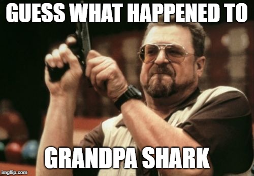 Am I The Only One Around Here Meme | GUESS WHAT HAPPENED TO GRANDPA SHARK | image tagged in memes,am i the only one around here | made w/ Imgflip meme maker