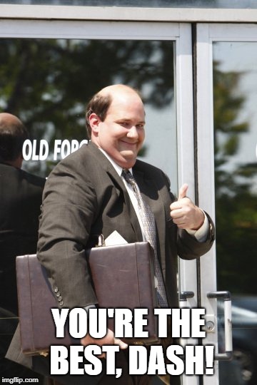 Kevin Malone | YOU'RE THE BEST, DASH! | image tagged in kevin malone | made w/ Imgflip meme maker