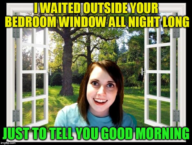 I WAITED OUTSIDE YOUR BEDROOM WINDOW ALL NIGHT LONG JUST TO TELL YOU GOOD MORNING | made w/ Imgflip meme maker